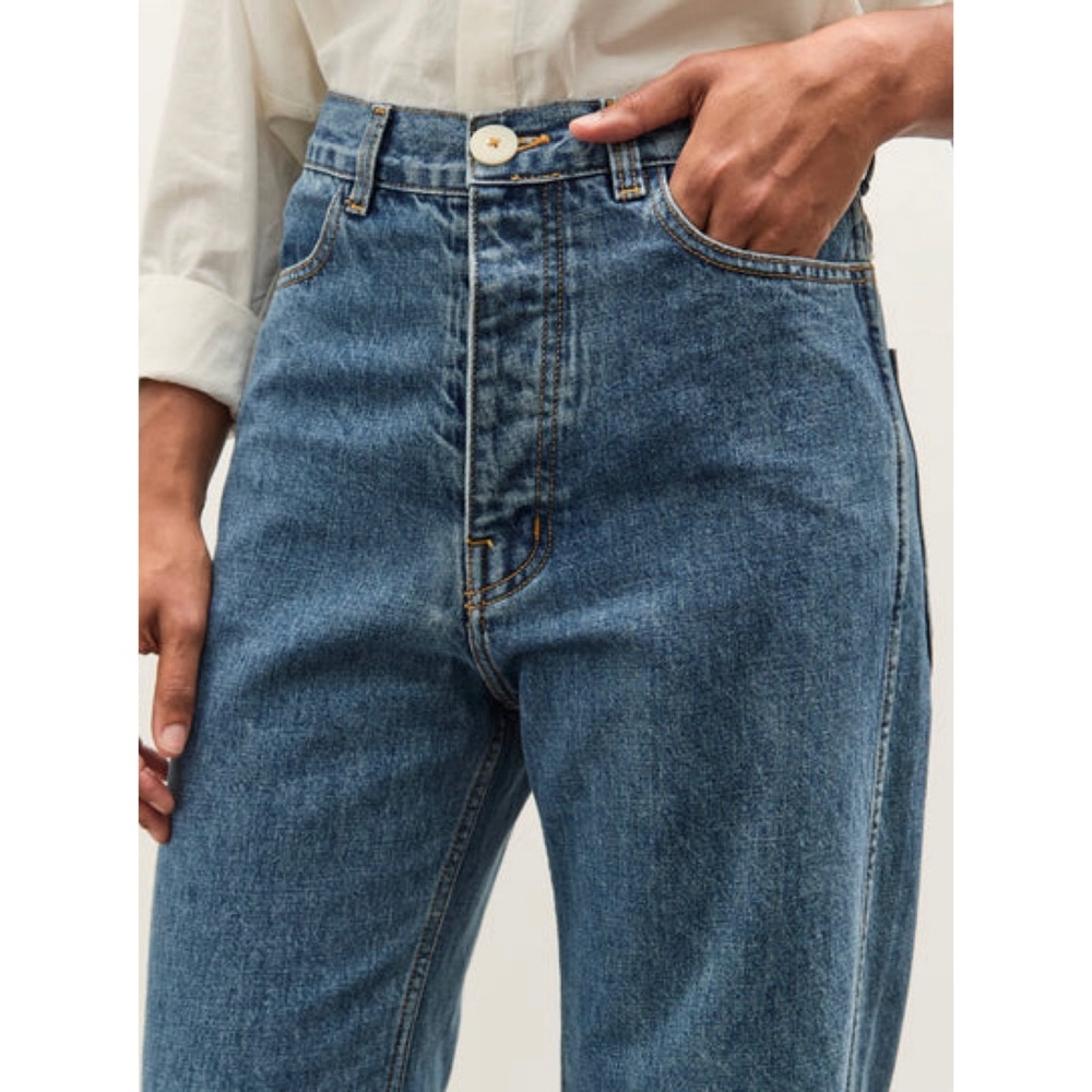 Jesse Kamm Straight Leg Denim Jeans Button Fly Japanese Denim Cowboy Blue 2 - Picture 3 of 10